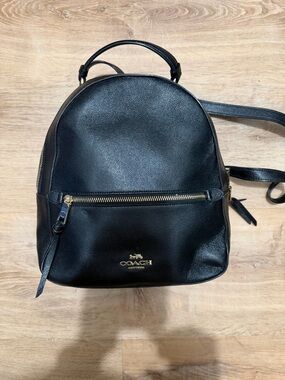 Coach Black Leather Mini Backpack with Gold Hardware